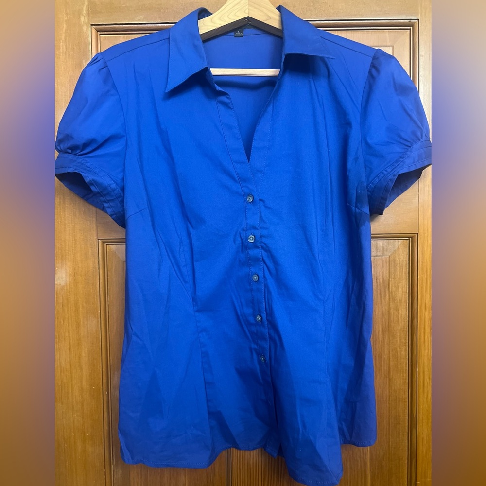 COPY - Express Design Studio Short Puff Sleeve, V-Neck Dress Shirt